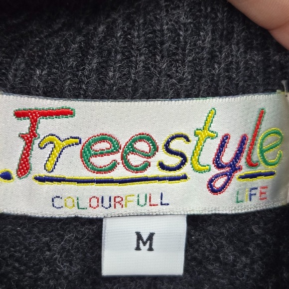 VINTAGE Freestyle Women Sweater M Wool Tunic Winter Sea‎ Lion Embroidered 90s - Picture 3 of 9